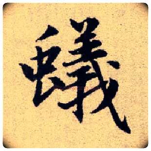 蟻毛笔楷书写法,摘自元赵孟頫续千字文