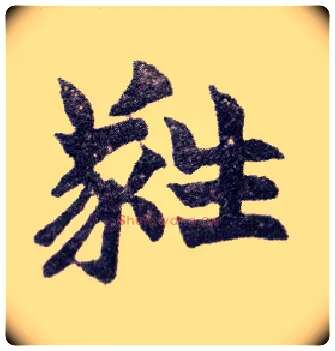 蕤毛笔楷书写法,摘自清赵之谦楷书南唐四百九十六字册