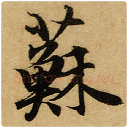 赵孟頫毛笔楷书苏字的写法,摘自赵孟頫书法作品前后赤壁赋