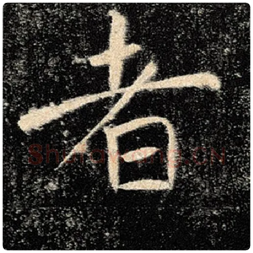 褚遂良毛笔楷书者字的写法,摘自褚遂良书法作品雁塔圣教序