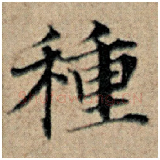 赵孟頫毛笔楷书种字的写法,摘自赵孟頫书法作品汉汲黯传