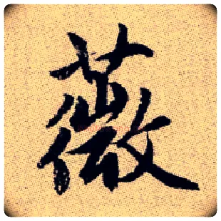 薇毛笔楷书写法,摘自元赵孟頫续千字文