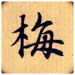 梅毛笔楷书写法,摘自元赵孟頫续千字文