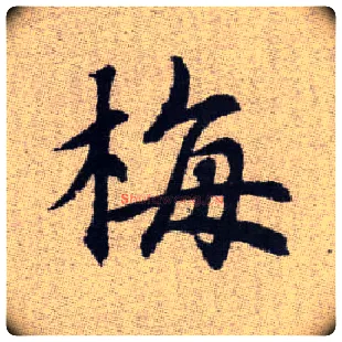 梅毛笔楷书写法,摘自元赵孟頫续千字文